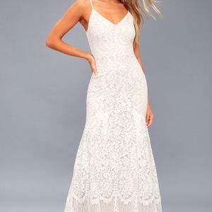 Lulus Flynn White Lace Maxi Dress